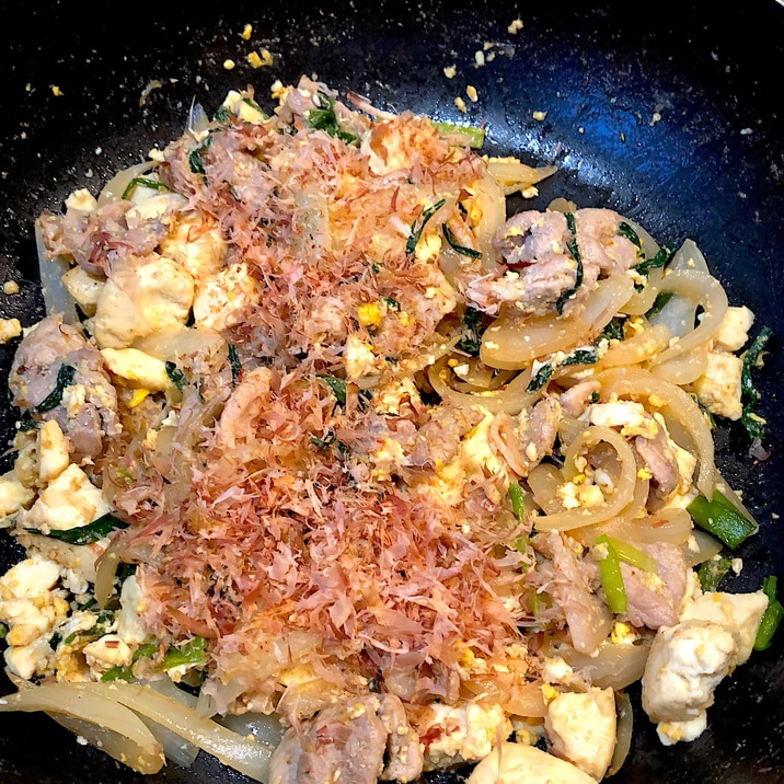 簡単おつまみ⭐︎豚肉と豆腐のチャンプルー